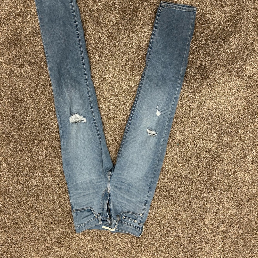 Levi's Light Blue Distressed Skinny Jeans